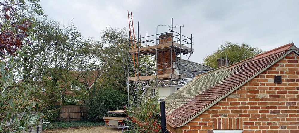 Chimney scaffolding by Wargent Scaffolding Ltd