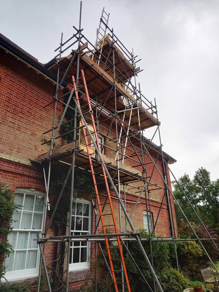 Scaffolding on house erected by Wargent Scaffolding Ltd